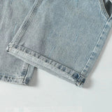Blue Ripped Loose Straight Denim Jeans