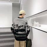 Gray Painting Smoke Pattern Sweater