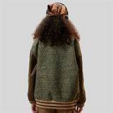 PU Patchwork Oversized Varsity Jacket
