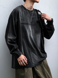 Japanese Style Letter Print Distressed Sweatshirt