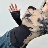 Chic Patchwork High Neck Slim T-shirt