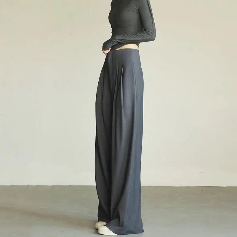 Classic Comfort Draping Effect High Waist Wide Pants