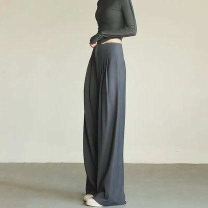 Classic Comfort Draping Effect High Waist Wide Pants