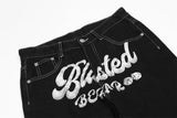 Letter Embroidery Friend Retro Pants