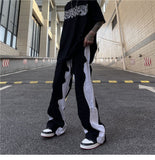 Tassel Wide-leg Patchwork Denim Pants