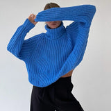 Women Cozy Vintage High Neck Pullover Sweater