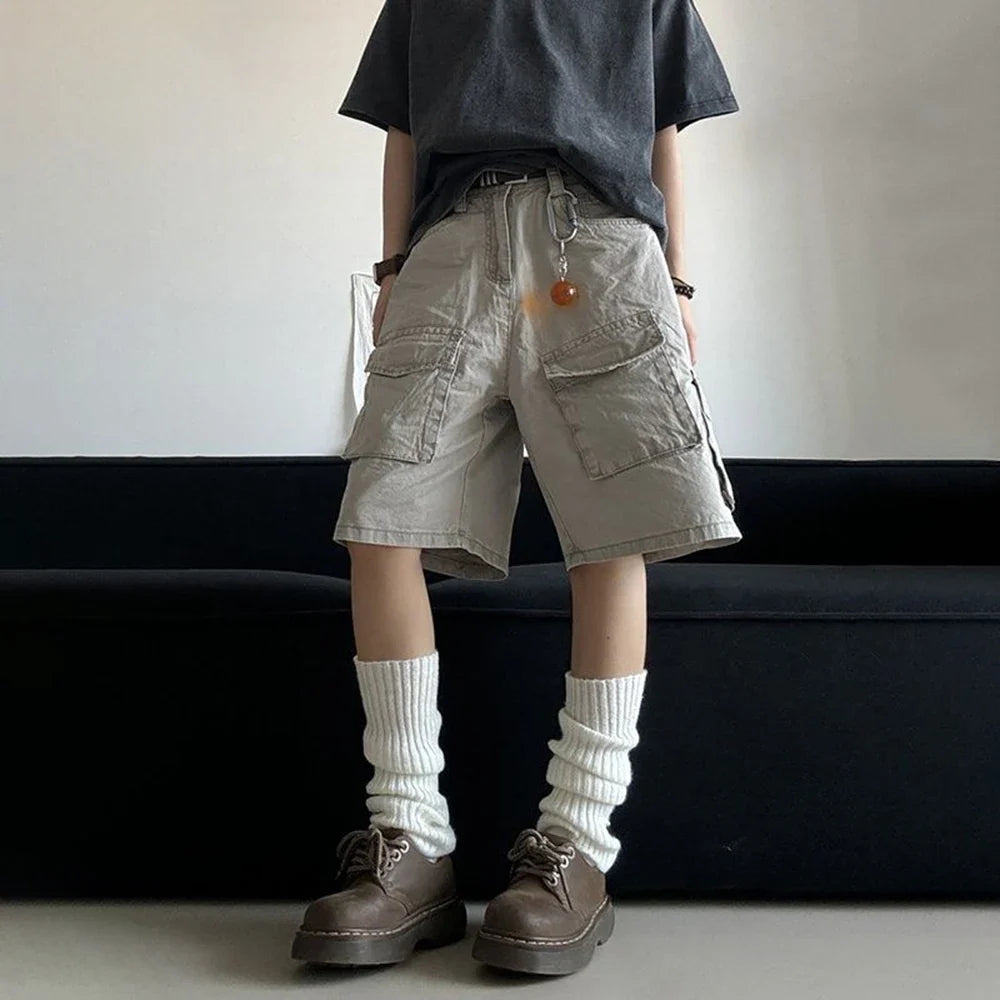 Solid Color Multi Pocket Work Short