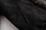 Retro High Street Spliced Fur Collar Zipper Jacket