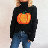 Cozy Halloween Pumpkin Embroidered Sweater