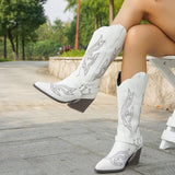 Retro Cowgirl Embroidered Block Heel Boots