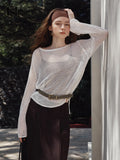 Women Casual Relaxed Knit Overlay Sweater