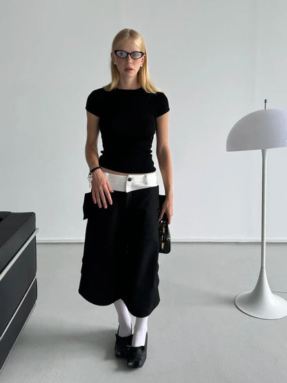 Signature Black Color Block Cargo Jorts
