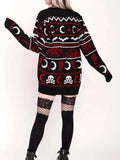 Spooky Moon Skull Pattern Sweater