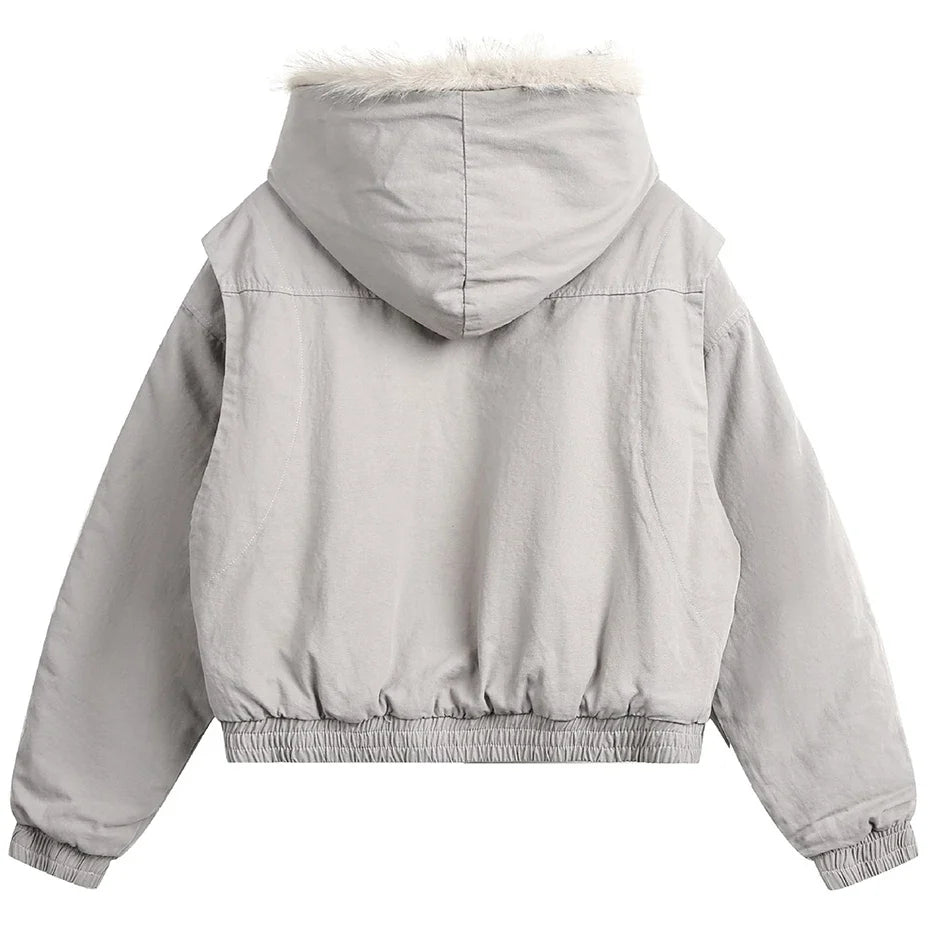 Y2K Winter Thick Padded Parkas with Furr Jacket