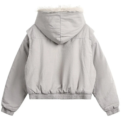 Y2K Winter Thick Padded Parkas with Furr Jacket