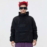 Multi Pockets Irregular Zip-up Hoodie