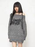 Gothic Off Shoulder Knitted Sweater