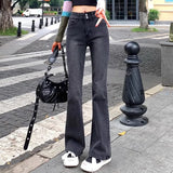 Durable Streetwear High Waist Elastic Flare Jeans
