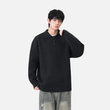 Y2K Cozy Ribbed Knit Polo Collar Sweater
