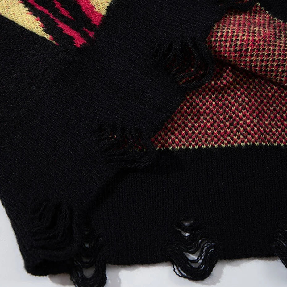 Trendy Skulls Graphic Oversized Knit Sweater