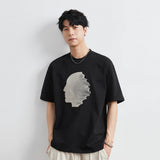 Embroidered Heavy Cotton Casual Short Sleeve T-Shirt