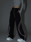 Striped Reflective Baggy Joggers