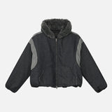 Y2K Versatile Patchwork Faux Fur Hooded Jacket
