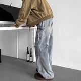 Streetwear Pleated Loose Cargo Jeans