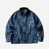 Trendy American Motorcycle Denim Jacket