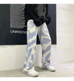 Zebra Printed Wide Leg Denim Jeans
