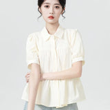 Women Japanes Style Sweet Summer Korean Loose Puff Shirt