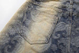 Bold Paisley Pattern Loose Fit Denim Jeans