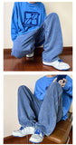 Ankle-length Baggy Washed Denim Pants