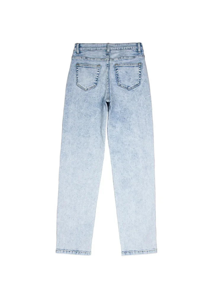Versatile Everyday Mid-Waisted Light Blue Jeans