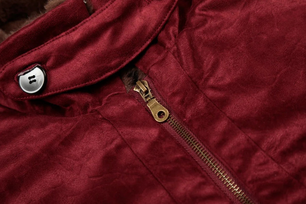 Breathable Quilted Solid Color Bomber Fur Jacket