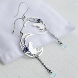 Retro Carving Silver Cat Earring