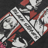 Streetwear Hip Hop Washed Black Stone T-Shirt