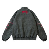 Winter High Street Flame Letter Leather Jacket