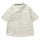 Elevated Japanese Style With Tie Loose Short Sleeve Shirt