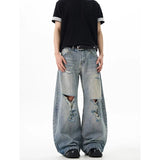 Vintage Blue Ripped Wide Leg Jeans