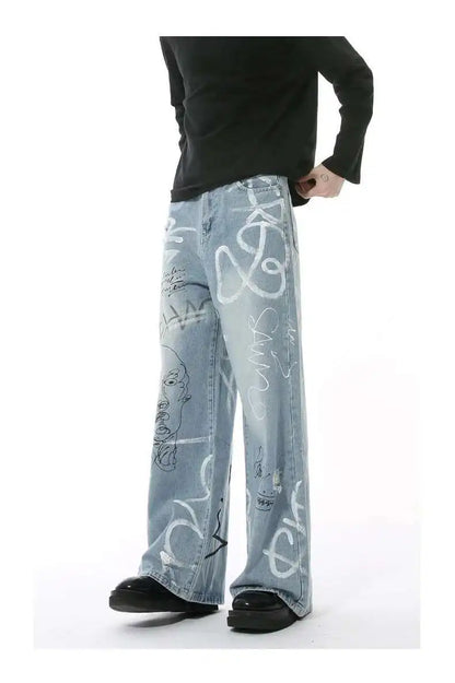 Essential Hand-Painted Scrawl Denim Jeans