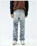 Rugged Look Gradient Blue Loose Straight Jeans