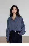 Oversize Vintage Plaid Japanes Style Blouse Shirt