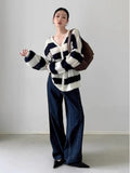 French Mohair Striped V-Neck Cardigan