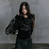 Grunge Aesthetics Letter Print Long T-Shirt