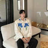 Vintage Embroidered Loose Flower Casual Hip Hop Shirt
