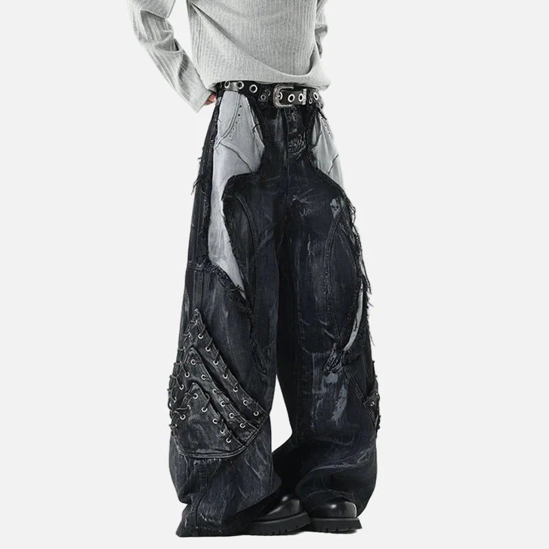 Streetwear Raw Edge Dirty Dying Denim Jeans