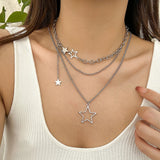 Trendy Y2K Star Pendant Multi-Layered Necklace