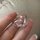 Aesthetic Geometric Hollow Heart Ring