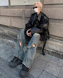 American Style Loose Fit Leather Motorcycle Jacket
